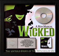 Wicked Cast Album Platinum Plaque presented to Stephen Schwartz
